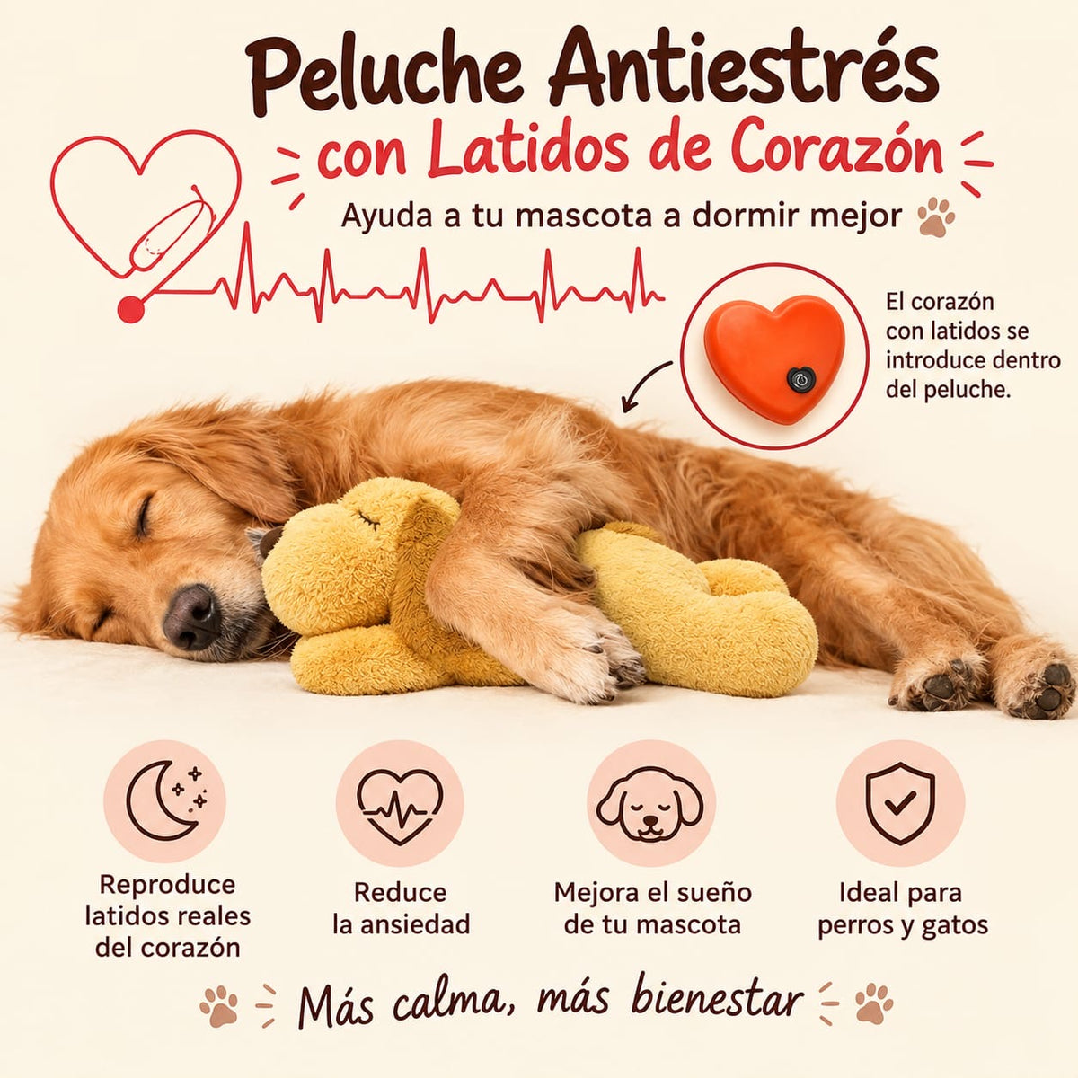 Peluche con Latidos para Perros y Cachorros - Sonidos de Corazón